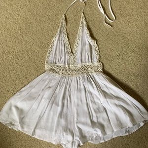 LF crochet white romper